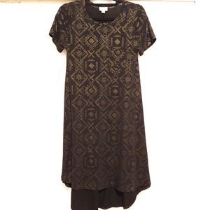 LuLaRoe metallic black and gold simply comfortable high low flowy dress